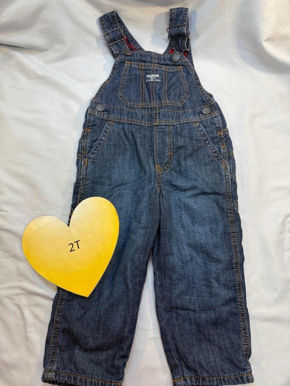 OshKosh B'gosh Dark Blue Denim Overalls with Red Accents